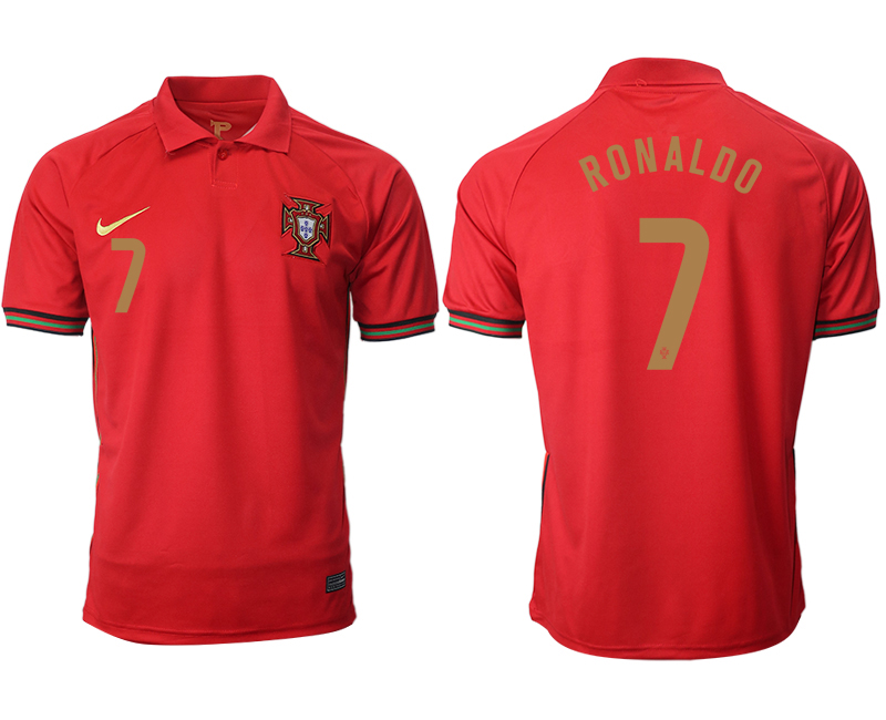 Men 2021 European Cup Portugal home aaa version red #7 Soccer Jersey